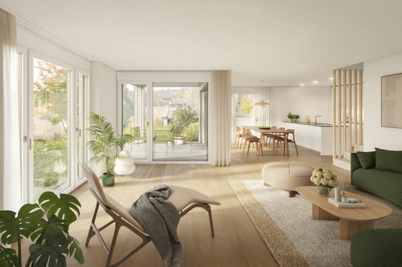 3.5-Zimmer-Gartenwohnung - UNTERDORF MÖNTHAL - Zeitgemässe Architektur mitten im Grünen (3)