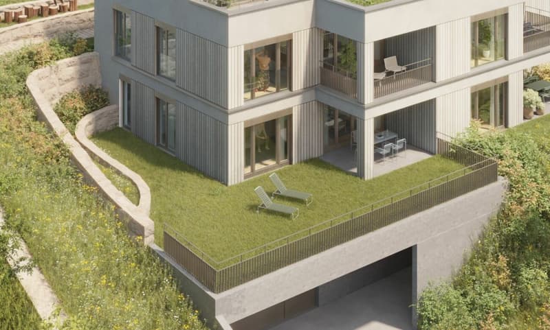 3.5-Zimmer-Gartenwohnung - UNTERDORF MÖNTHAL - Zeitgemässe Architektur mitten im Grünen (1)