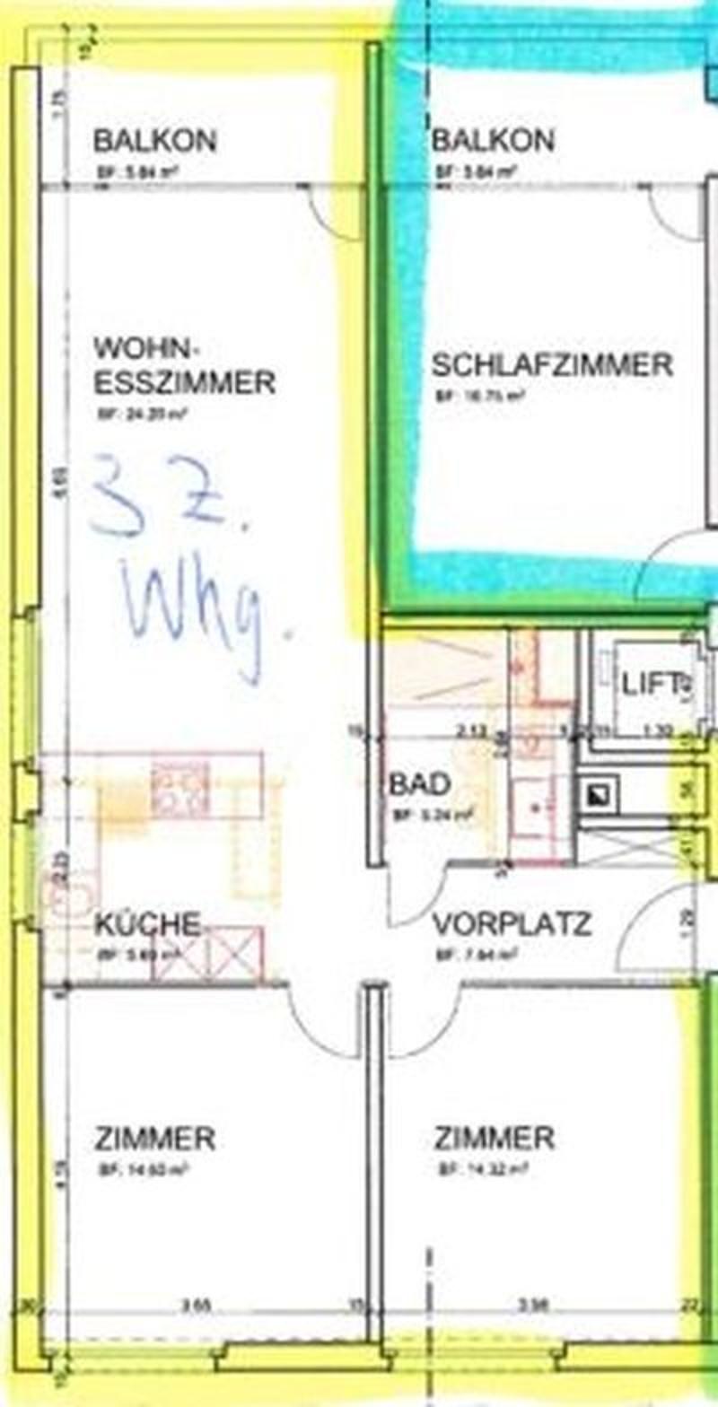 Grundriss (gelbe Umrandung)