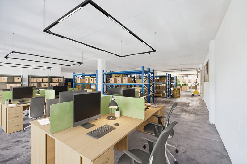 Büro- und Lagerbereich virtuell inszeniert