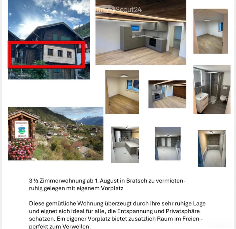 3 1/2 Zimmerwohnung ab 1 August in Bratsch zu vermieten (5)