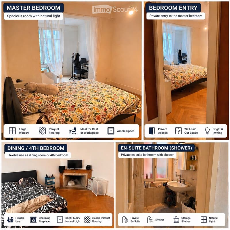 3/4 Schlafzimmer mit Bad en Suite zur Miete in Nyon (4)
