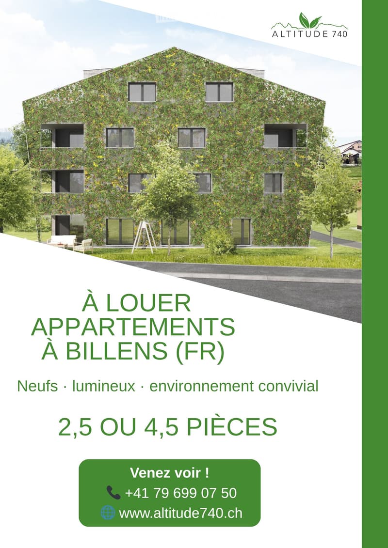 Appartements 2,5 et 4,5 pièces neuf à louer à Billens FR (1)