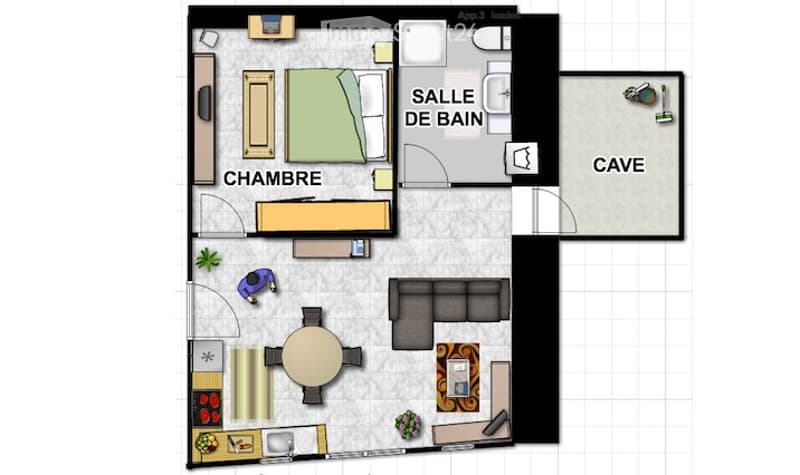 Studio 2 1/2 pces rez dans petit immeuble - Vétroz (Conthey) (1)