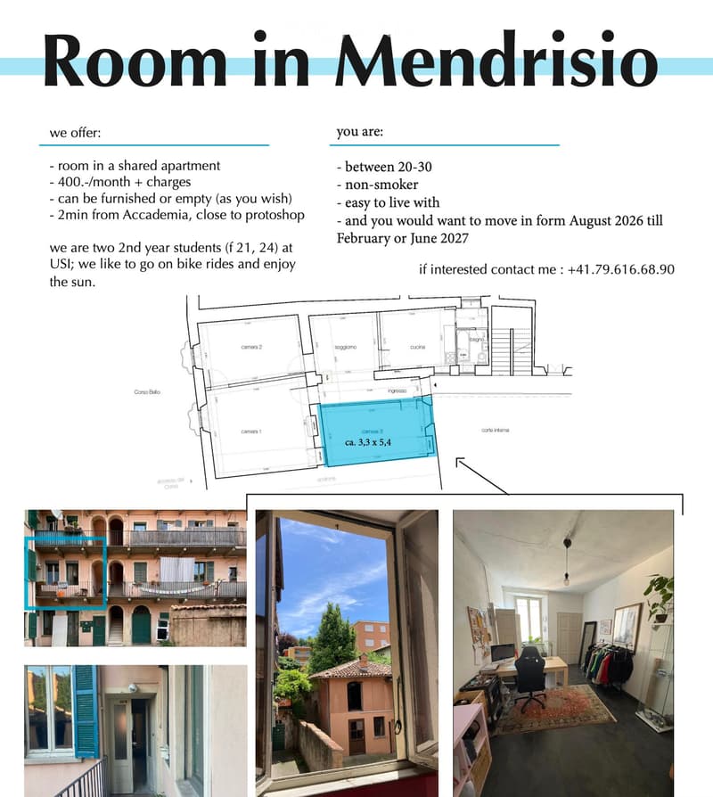 una stanza con 2 coinquili in Mendrisio (1)