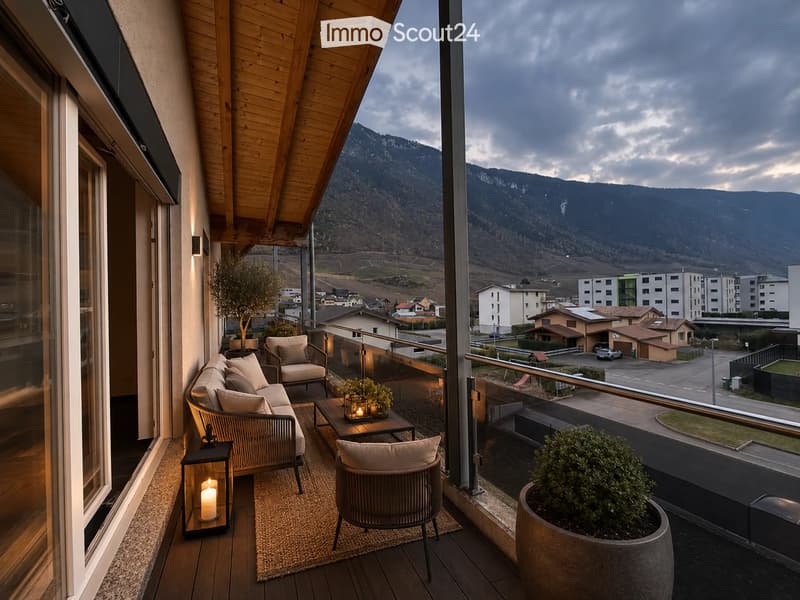 Attico luminoso 3.5 locali, terrazza a sud con vista valle e travi (4)