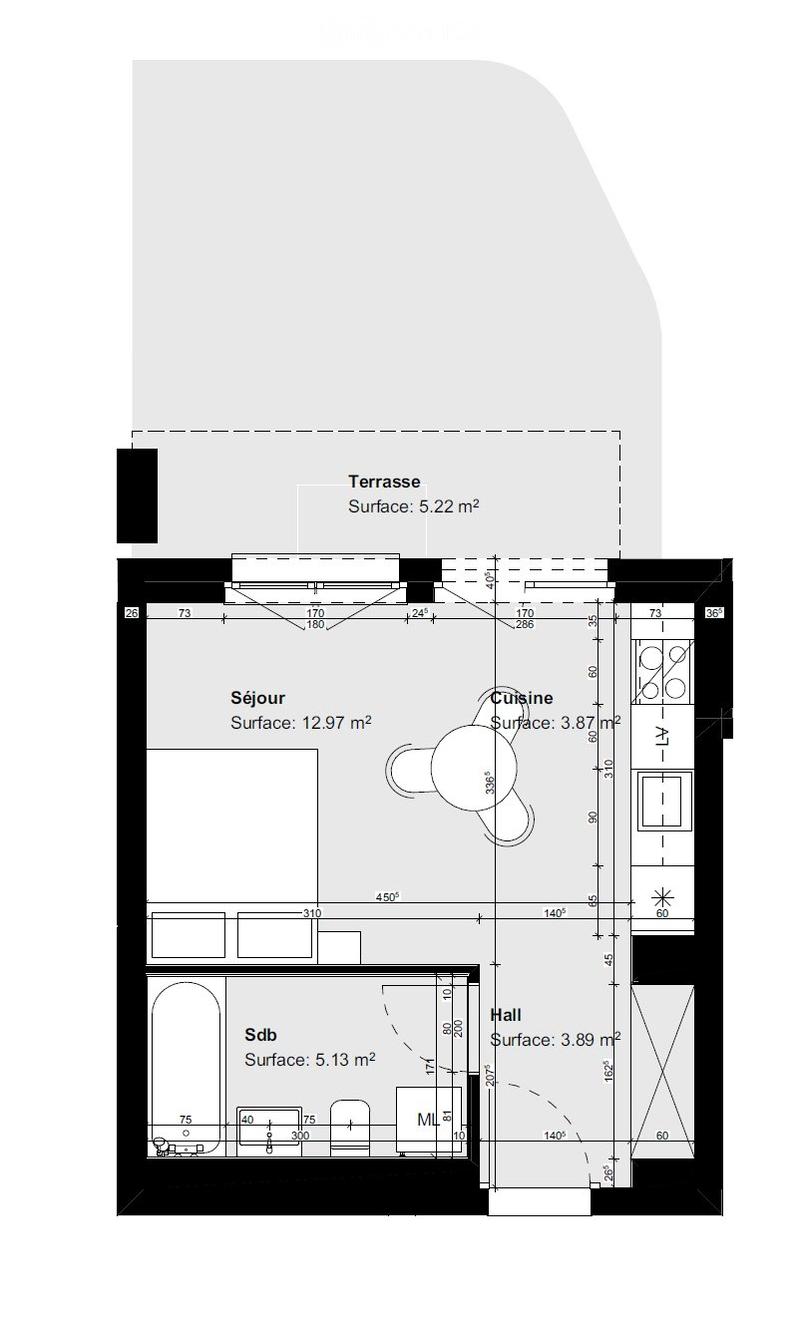 Sion New 33 m² studio with private lawn (5)
