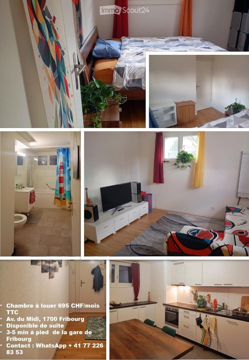 Camera 15m2, disponibile subito, 3-5min stazione di Friburgo (1)