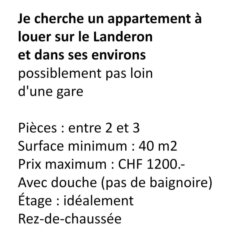 Suche Wohnung Landeron und Umgebung (1)
