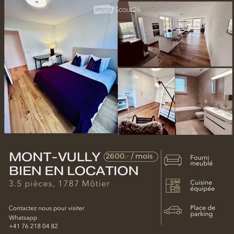 Modern furnished apartment in Vully, with a view of Lake Morat (1)