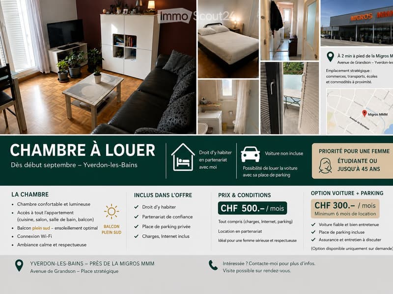 CHAMBRE À 500 CHF TOUT COMPRIS YVERDON ! (1)