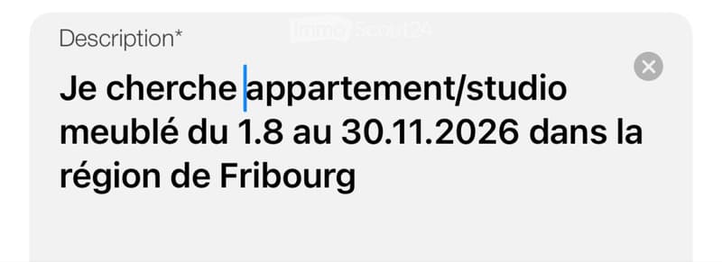 Cherche studio/appartement meublé Fribourg (1)