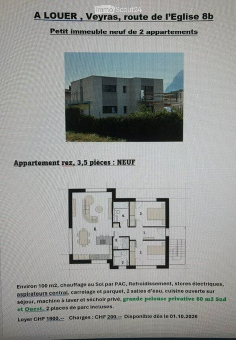 A louer à Veyras, Appartements 3,5 pièces NEUFS (4)