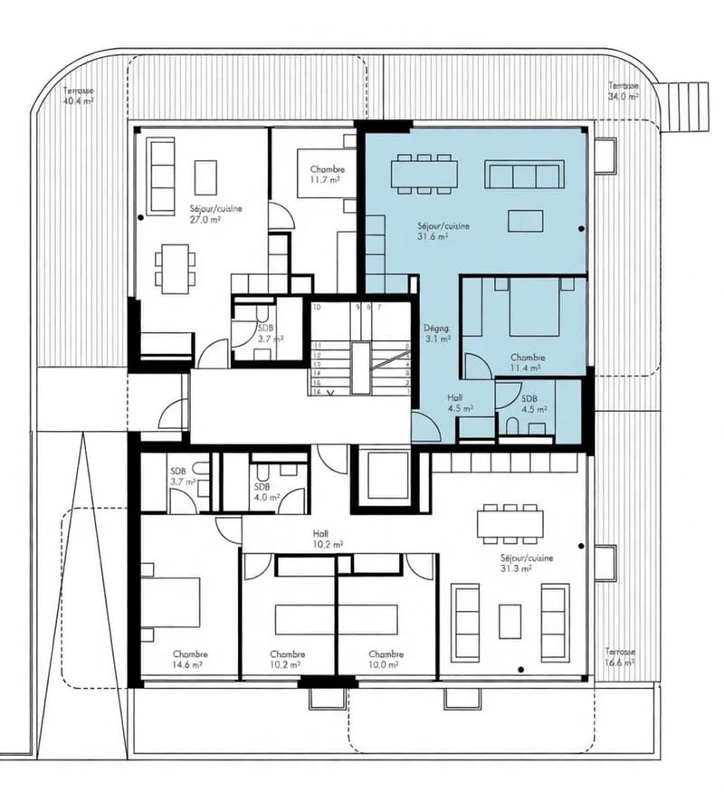 À louer grand 2.5 p neuf avec terrasse et jardin exclusif (5)