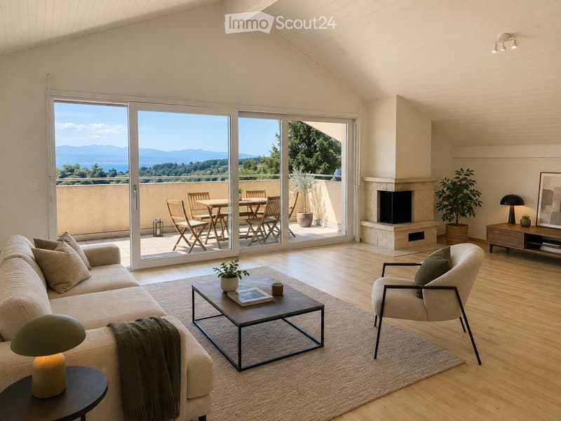 Attique 4.5 pièces, vue lac et Alpes, terrasse (2)