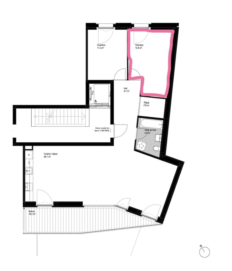 Chambre 15m², quartier Plaines-du-Loup (4)