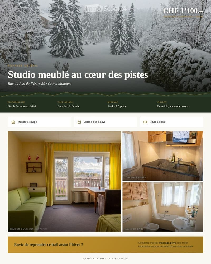 REPRISE DE BAIL STUDIO 1.5 PIÈCES À CRANS-MONTANA (1)