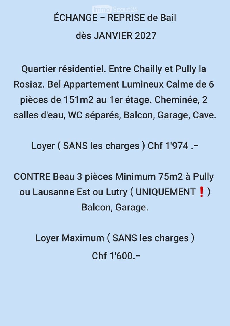 ÉCHANGE - REPRISE de Bail dès JANVIER 2027 (1)