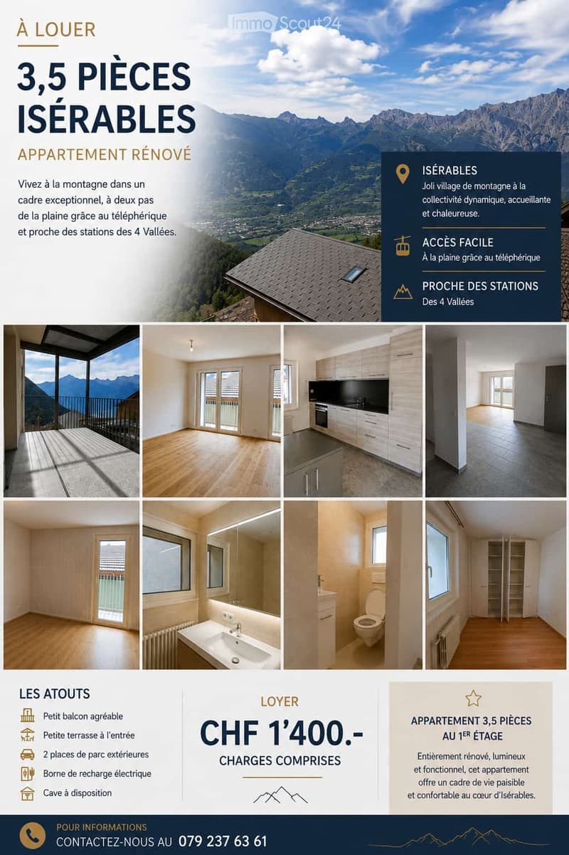 Appartement rénové 1 étage 2 places de parc (5)