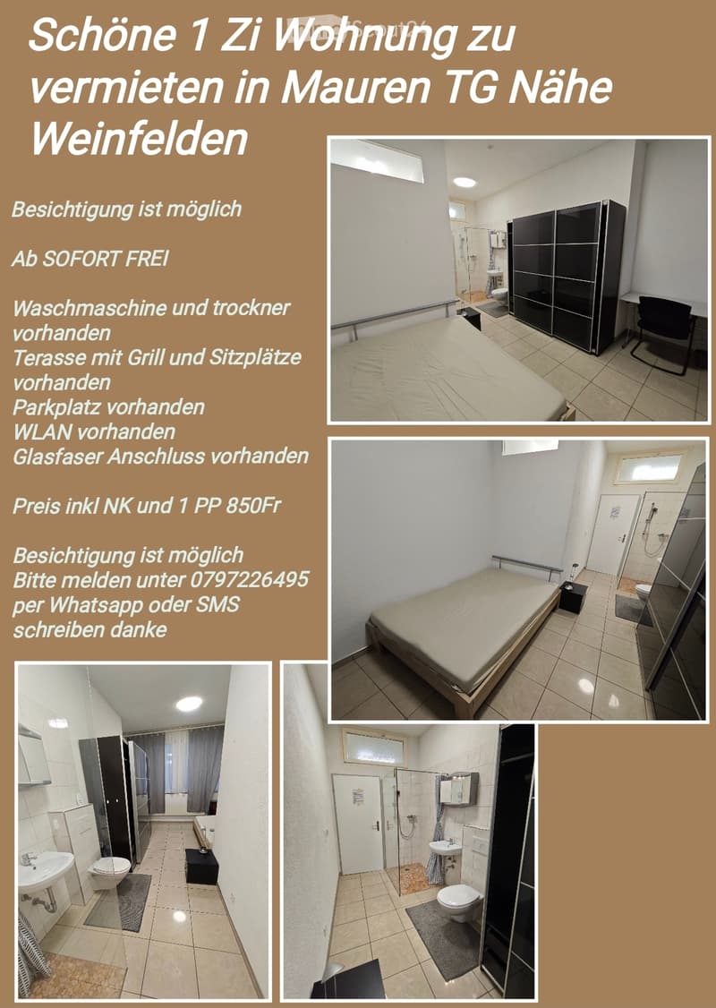 Ab SOFORT, Möbliert, 1 Zi Wohnung (2)