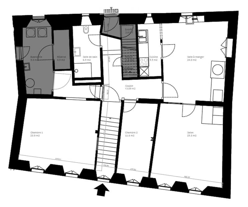 Appart. 4 pièces  Maison vigneronne du 17e   vieille ville (10)