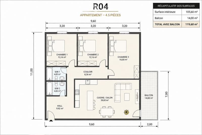 4.5 pièces meublé CHF 1'650. CC, parking intérieur inclus (3)