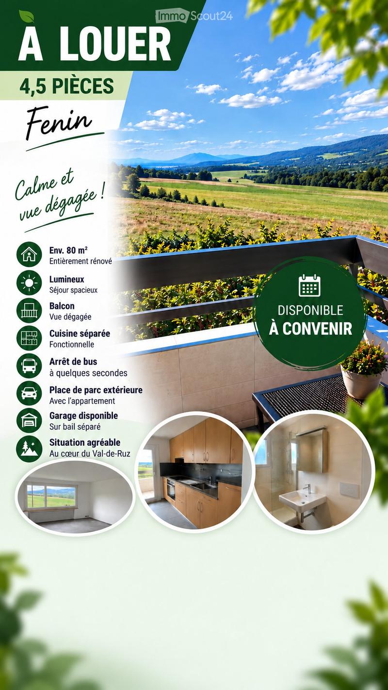 À louer à Fenin Appartement 4,5 pièces rénové avec balcon (1)