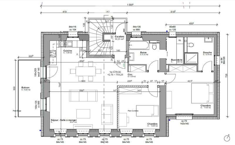 Appartement de standing au 1er avec balcon (3.5 pcs) (8)