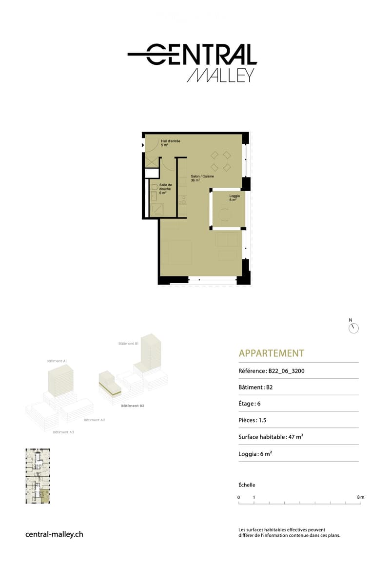 Studio de 50 m² avec loggia à Lausanne Malley 1660 CHF/mois (5)