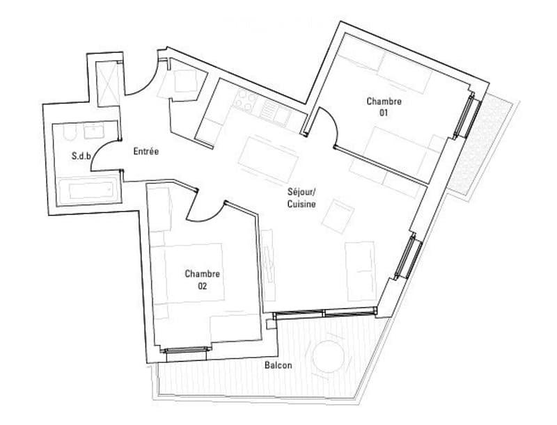 Chambre non-meublée de 14 m² dans un 3.5 P de 61 m² (1)