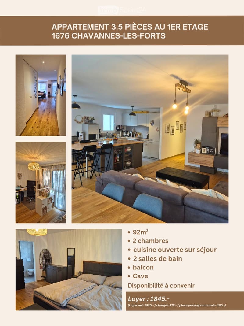 Appartement à louer à Chavannes-les-Forts (1)