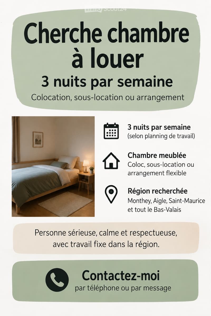 Cherche chambre pour 3 nuits/semaine (1)