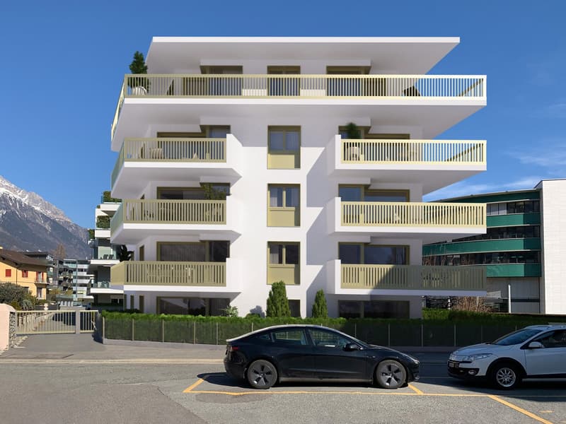 Modern residential building with multiple balconies on each floor