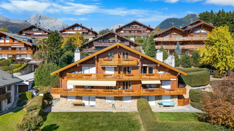 / a large house with balconies in the mountains