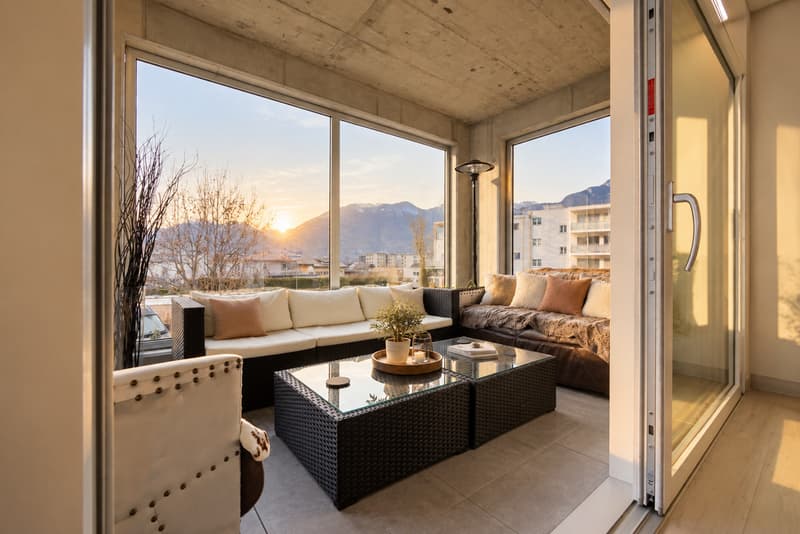 Magnifique attique 3½ pces- grande terrasse 87m2 + véranda -Aproz-Sion (1)