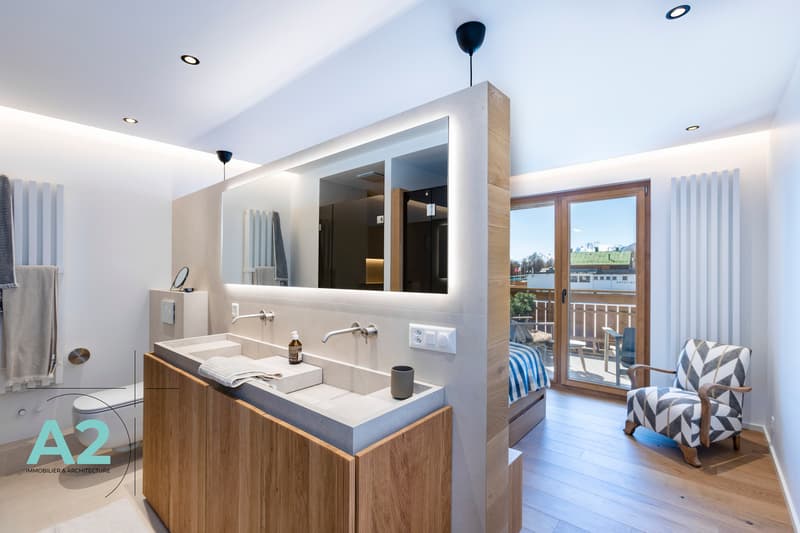 Chambre parentale avec salle d'eau et sauna