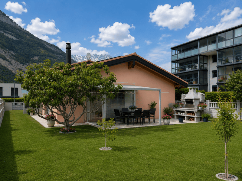 Villa individuelle très spacieuse de 5.5 pcs à Saxon avec joli jardin (3)