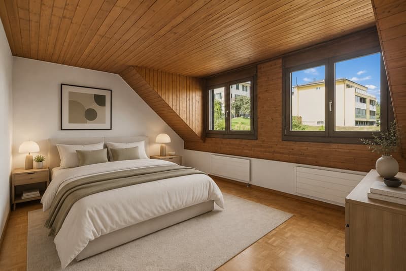 Vorschlag Möblierung Schlafzimmer (Visualisierung mit KI erstellt)
