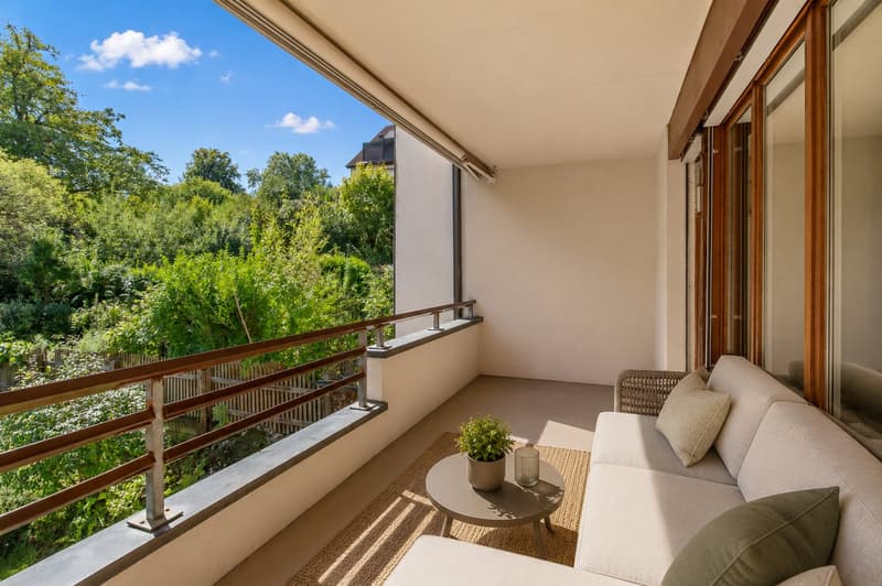 Vorschlag Möblierung Balkon Wohnzimmer (Visualisierung mit KI erstellt)
