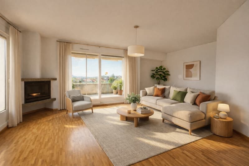Exclusive attic occupying the entire floor with large terrace in the heart of Perly (1)
