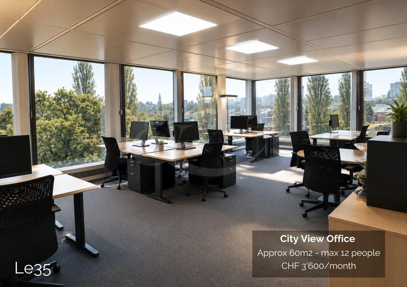 Route des Jeunes 35, Büro mit Stadtblick von etwa 60 m² (1)