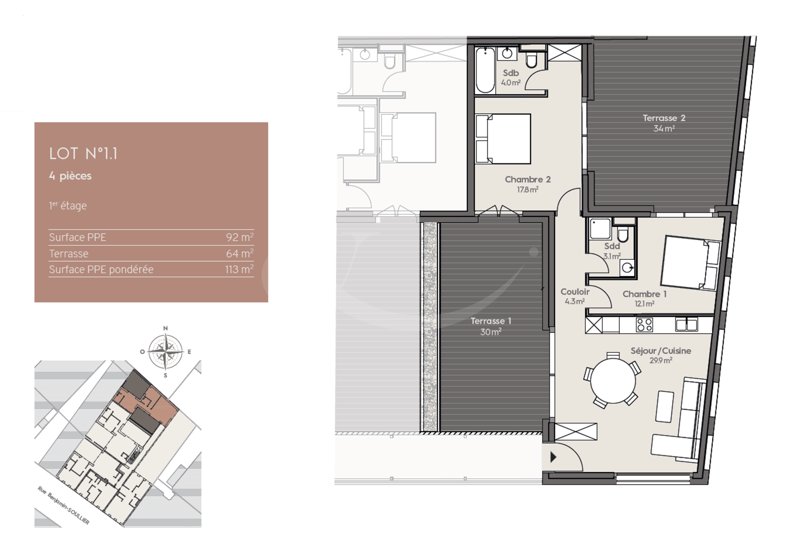 Exclusivité ? Appartement de 4 pièces et ses 64 m² de terrasses ? Nations - Servette (6)