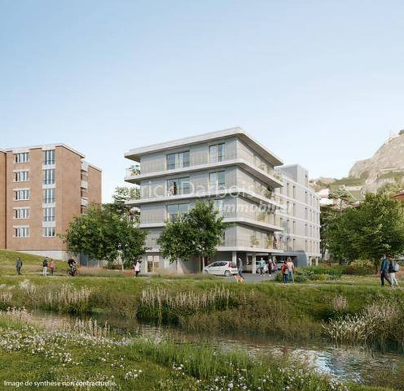 Nouvelle promotion de standing avec 2 immeubles dans le quartier de Vissigen à Sion ; 22 appartements de 3,5 pièces et 4,5 pièces avec jardin, terrasses et vue. (1)
