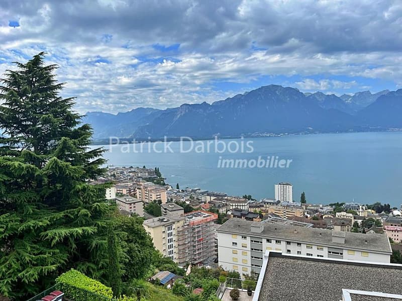 Superbe appartement à l'état de neuf, à proximité immédiate du centre de Montreux, avec grand balcon et vue panoramique 180° sur le Lac et les  Alpes (1)