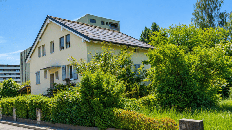 Splendida villa indipendente con 2 unità abitative e un ampio locale disponibile adibito a monolocale, nelle immediate vicinanze del centro di Yverdon, con un ampio giardino ricco di alberi e fiori (40)