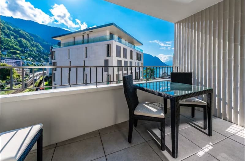 Bel appartement de standing de 3.5p meublé à Montreux avec vue au lac (2)