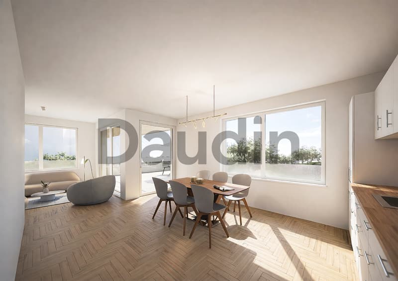 THPE apartment on a 3-room plan with a spacious balcony (3)