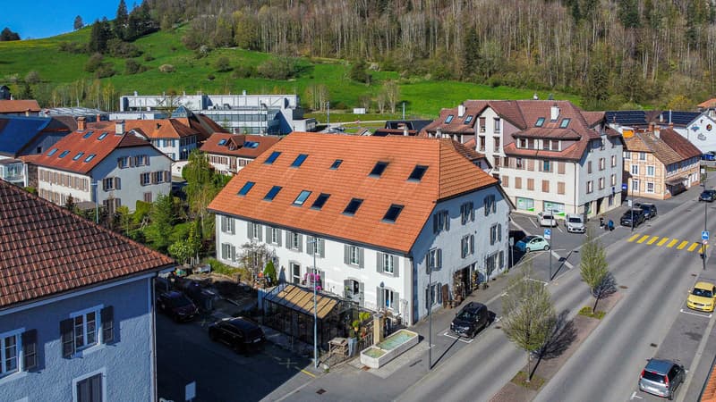 Vue aérienne du bâtiment