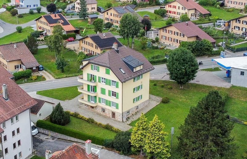 Vue aérienne du bâtiment