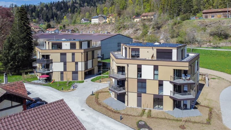 Vue aérienne sur les bâtiments A et B